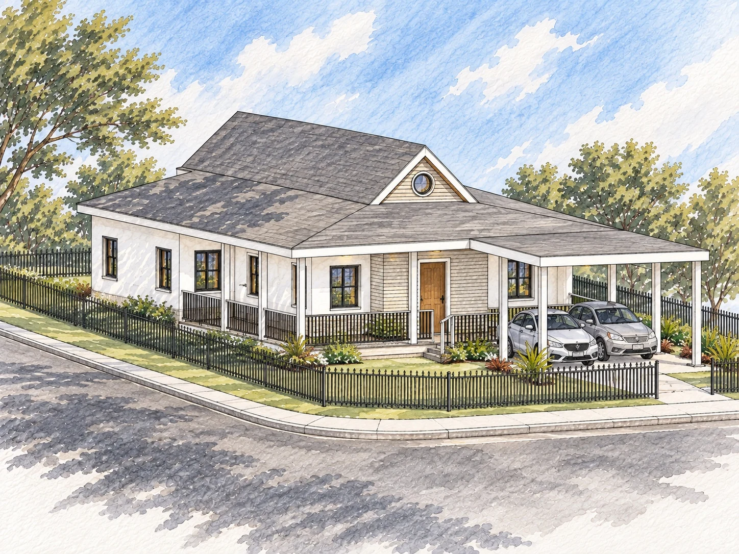 Larger original countryside house illustration